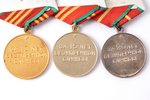 a set of 3 medals, "For Irreproachable Service": 10, 15 and 20 years of service, 1st class, 2nd clas...