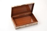 humidor, silver, 900 standard, total weight of item 571.80 g, wood, h 4.5 x 18.6 x 11.2 cm, Egypt...