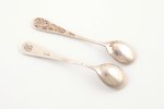 pair of saltcellars with glass and spoons, Swans, silver, 830s standard, total silver weight 28.4 g,...