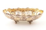 biscuit tray, silver, 800 standard, 217.9 g, engraving, gilding, 21.7 x 12.5 / h 6.5 cm, Europe...