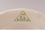 šķīvis, "K.L. Staicelē", izgatavots pēc Staiceles tirgotāja un rūpnieka Kārļa Līsberga pasūtījuma, f...