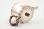 small teapot, silver, 925 standard, total weight of item 685.7 g, engraving, wood, 13.5 x 24.3 cm, h...