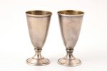 pair of little glasses, silver, 875 standard, total weight of items 61.80 g, gilding, h 7.4 cm, Tall...