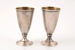 pair of little glasses, silver, 875 standard, total weight of items 61.80 g, gilding, h 7.4 cm, Tall...