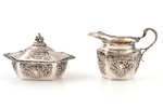 set of 3 items (miniature size): sugar-bowl, cream jug, tray, 830 standard, total weight of items 40...