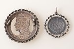 комплект: кулон и сакта, из 5-латовой и 1-латовой монет, серебро, общий вес изделий 30.55 г; кулон Ø...