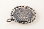 set of pendant and sakta, made of 5 lats and 1 lat coins, silver, total weight of items 30.55 g; pen...