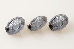 a set of 3 saktas, silver, 875 standard, the item's dimensions Ø 2.5 cm, amber, 1962, workshop Rigas...