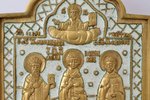 ikona, Izvēlēti svētie: Panteleimons, Atenogēns un Sadoks, vara sakausējuma, 1-krāsu emalja (baltā k...