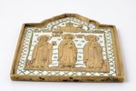 икона, Избранные святые: Пантелеимон, Афиноген и Садок, медный сплав, 1-цветная эмаль (белого цвета)...