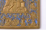 icon, Saint Nicholas the Wonderworker, copper alloy, 1-color enamel, Russia, 14.4 x 12.3 x 0.5 cm, 3...