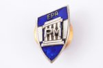 badge, EPA PM, technical school, silver, 21.7 x 13 mm, shortened screw...