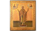 ikona, Svētais Nikolajs Brīnumdarītājs, dēlis, gleznota uz zelta, Krievijas impērija, 19. un 20. gad...