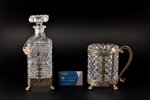 set of carafe and ice tray, Echt Bleikristall, crystal / silver plated metal, Germany, the 20th cent...