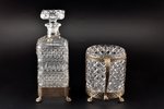 set of carafe and ice tray, Echt Bleikristall, crystal / silver plated metal, Germany, the 20th cent...