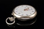 pocket watch, watch fob, "Oscar Marin", metal, 89.45 g, 6.3 x 5.1 cm, Ø 51 mm, mechanism in working...