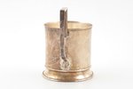 tea glass-holder, silver, 84 standard, 87.3 g, engraving, h (with handle) 10.2 cm, Ø (inside) 6.5 cm...