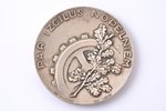 настольная медаль, Латвийская выставка товаров, За особые заслуги, серебро, Латвия, 1932 г., Ø 62 мм...