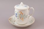 hot chocolate cup with saucer, porcelain, M.S. Kuznetsov manufactory, Riga (Latvia), Russia, 1890-19...