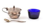 set for spices, silver, 830, 925 standard, total weight of silver 92 g, with glass inserts, h 6.6 /...