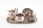 set for spices, silver/metal, 835 standard, total weight of silver items 216.3 g, tray (metal) 19.4...