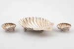 set of 3 caviar servers, silver, 925 standard, total weight of silver 94.25 g, 10.5 x 13.5 x h 2.7 /...
