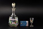 carafe with small glass, hand painted, Russia, height of carafe (with stopper) 24.5 cm, glasses 8.5...