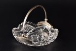candy-bowl, silver, 875 standard, cut-glass (crystal), Ø 15.5 cm, h (with handle) 11.5 cm, H. Bank's...