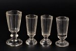 set of 4 small glasses, h 8.8 - 7.6 cm...