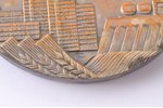 настольная медаль, 70 лет Октябрьской революции, СССР, 1987 г., Ø 55.2 мм, в футляре, дефект петли н...