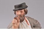 статуэтка, Мужик, курящий трубку, бисквит, Российская империя, Гарднер, конец 19-го века, h 23 см, б...