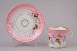 tea pair, with dedication "in Angel Day", porcelain, M.S. Kuznetsov manufactory, hand-painted, Riga...