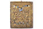 икона, Пресвятая Троица, медный сплав, 6-цветная эмаль, Российская империя, 2-я половина 19-го века,...