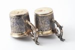 set of charkas (small glasses), silver, 84 standard, total weight of items 105.75 g, gilding, niello...