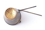 tea strainer, silver, "Bucket", 875 standard, 22.10 g, engraving, gilding, Ø 4.1 cm, h (with handle)...