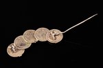 a brooch, made of 5 kopeсks coins (1870-1880-ties), silver, 500 standard, 5.35 g., the item's dimens...
