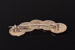 a brooch, made of 5 kopeсks coins (1870-1880-ties), silver, 500 standard, 5.35 g., the item's dimens...