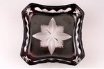 candy-bowl, "Bohemia" crystal, Czechoslovakia, the 50ies of 20th cent., 16 x 16 x h 6 cm...