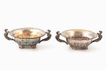 pair of saltcellars, silver, 925 standard, total weight of items 78.2 g, 6.4 x 8.4 x 3.1 cm, 1901, B...