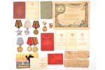 set of awards and documents, awarded to Vikon Osip Ludvigovich: Order of Glory (3rd class) No.138177...