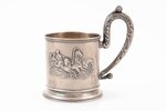 tea glass-holder, silver, "Troika", 84 standard, 171.65 g, silver stamping, h (with handle) 11.6 cm,...