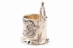 tea glass-holder, silver, Art Nouveau, 84 standard, 214.45 g, silver stamping, h (with handle) 13 cm...