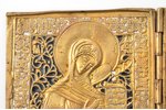 складень, Деисус, медный сплав, 2-цветная эмаль, Российская империя, 19-й век, 14.4 x 37 см, 786.8 г...