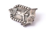 badge, RVN, with coat of arms of Riga, silver, Latvia, 20-30ies of 20th cent., 24 x 20 mm...