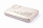 cigarette case, silver, 84 standard, 112.5 g, engraving, gilding, 8.9 x 6.5 x 1.6 cm, 1880-1890, Mos...