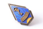 badge, Riga 4th Medical School, R4MS, silver, Latvia, USSR, 60ies of 20 cent., 34.4 x 18.4 mm, 5.65...
