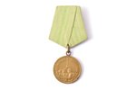 medal with document, For the Defence of Leningrad (short horizon), USSR, 1943, document is torn alon...