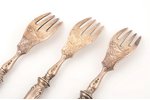 3 forks for serving fish, silver, 800 standard, total weight of items 178.85 g, 19.4 cm, the 1st hal...
