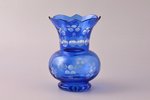 vase, Iļģuciems glass factory, colored glass, Latvia, USSR, the 50ies of 20th cent., h 13.5 cm...
