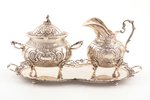 set of 3 items (miniature size): sugar-bowl, cream jug, tray, A835 standard, total weight of items 4...